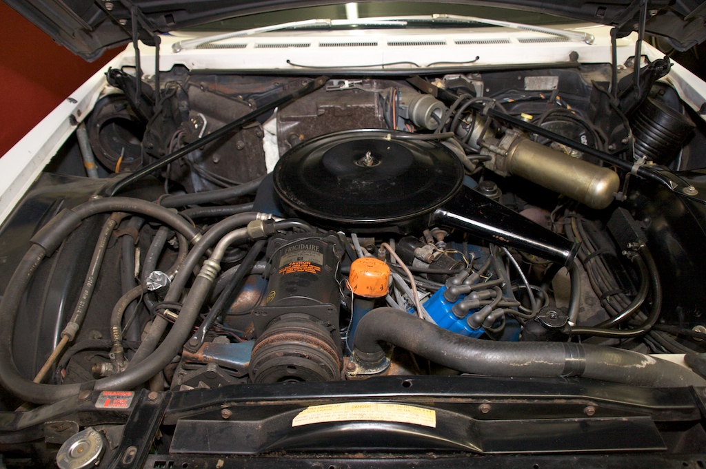 This is how the engine bay of my 1967 Eldorado looked before cleaning I 
