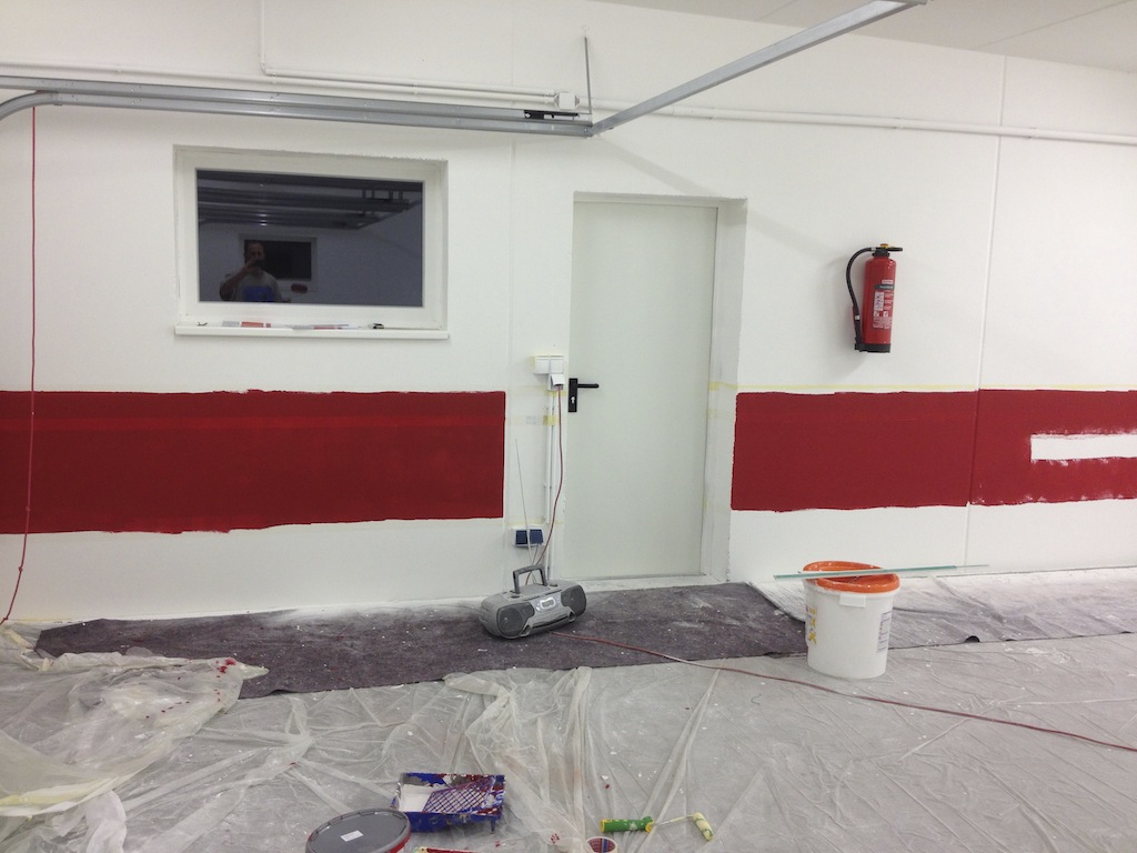 painting the red stripes