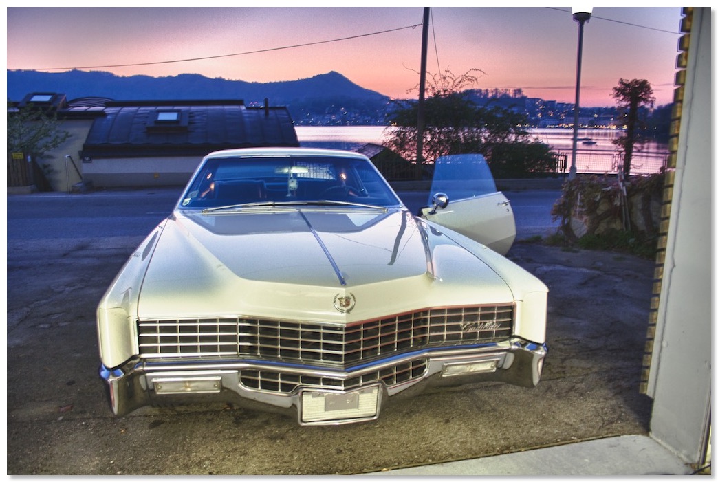 the 67 Eldorado in front of the garage after the AC system was fixed.