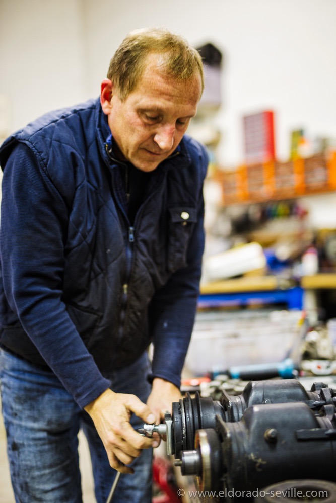 Repairing the A6 AC Compressor. My friend Lucky at work.