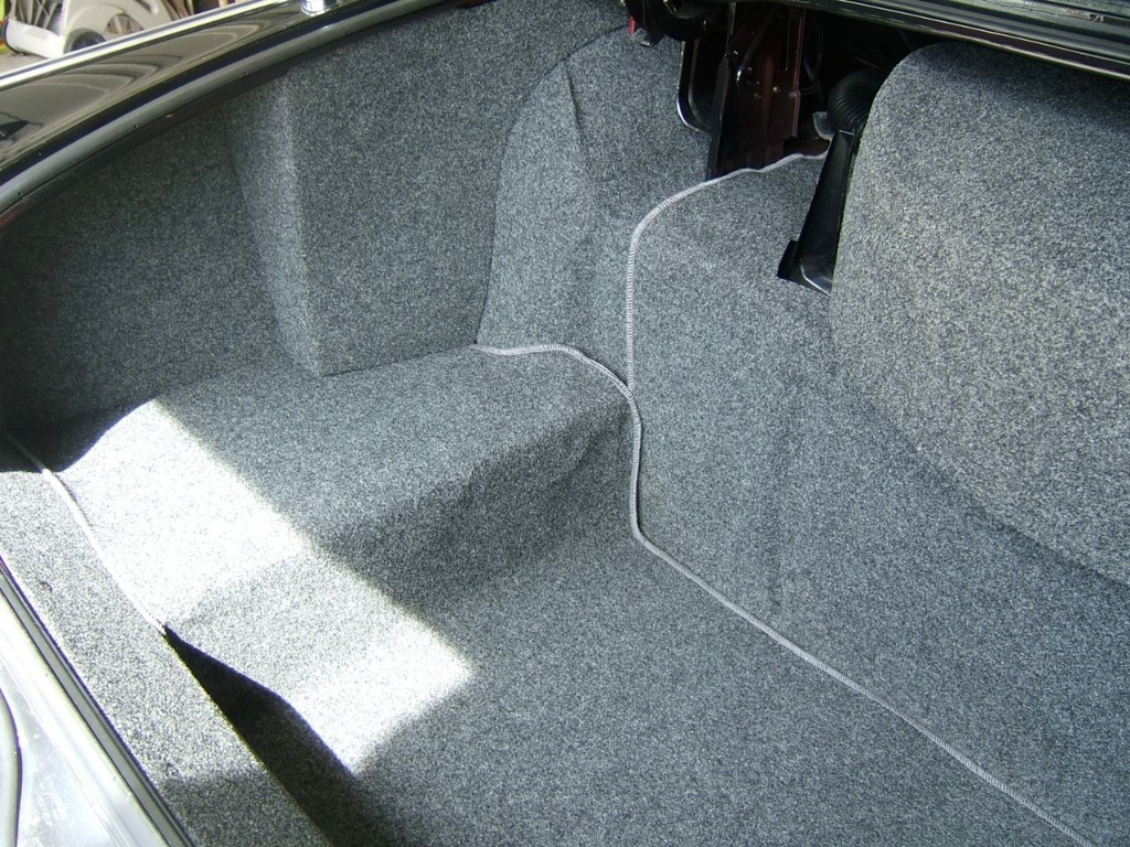 The new trunk lining material installed