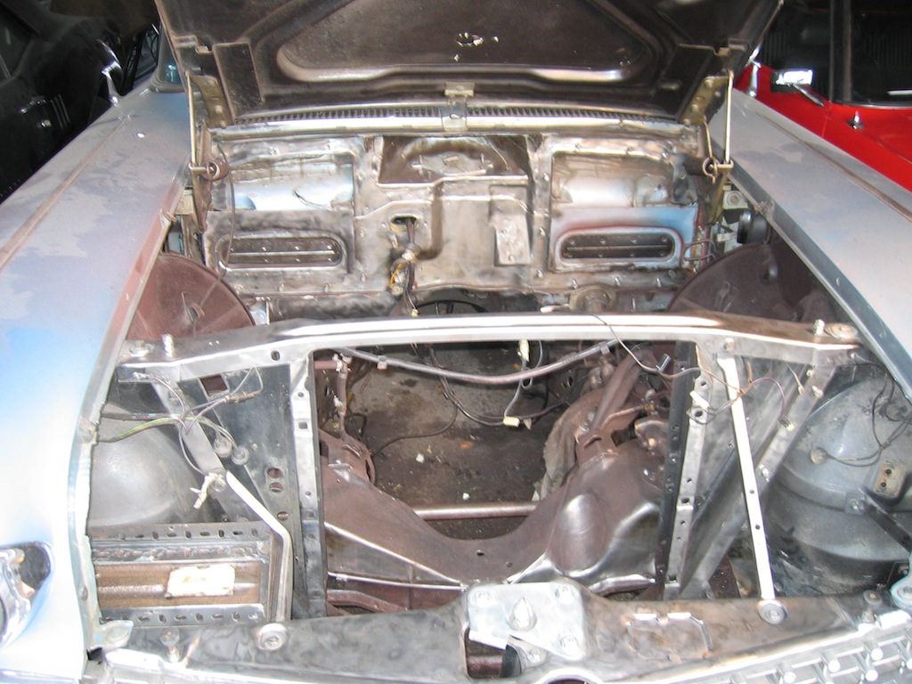 the wire brushed engine bay
