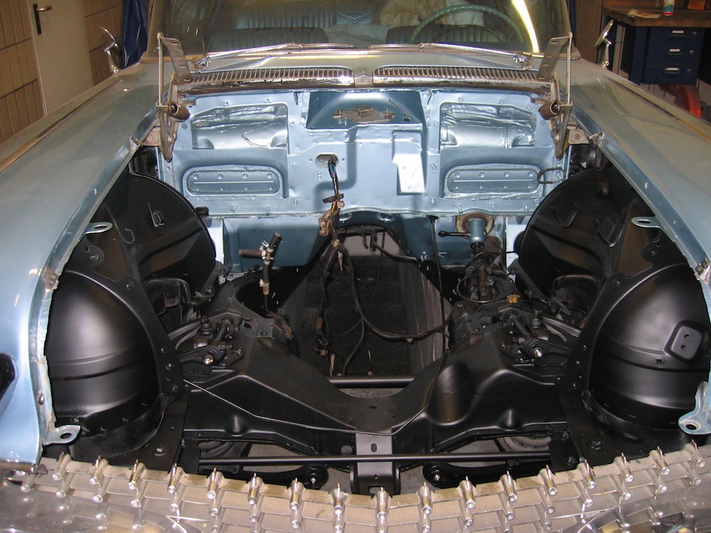the painted engine bay
