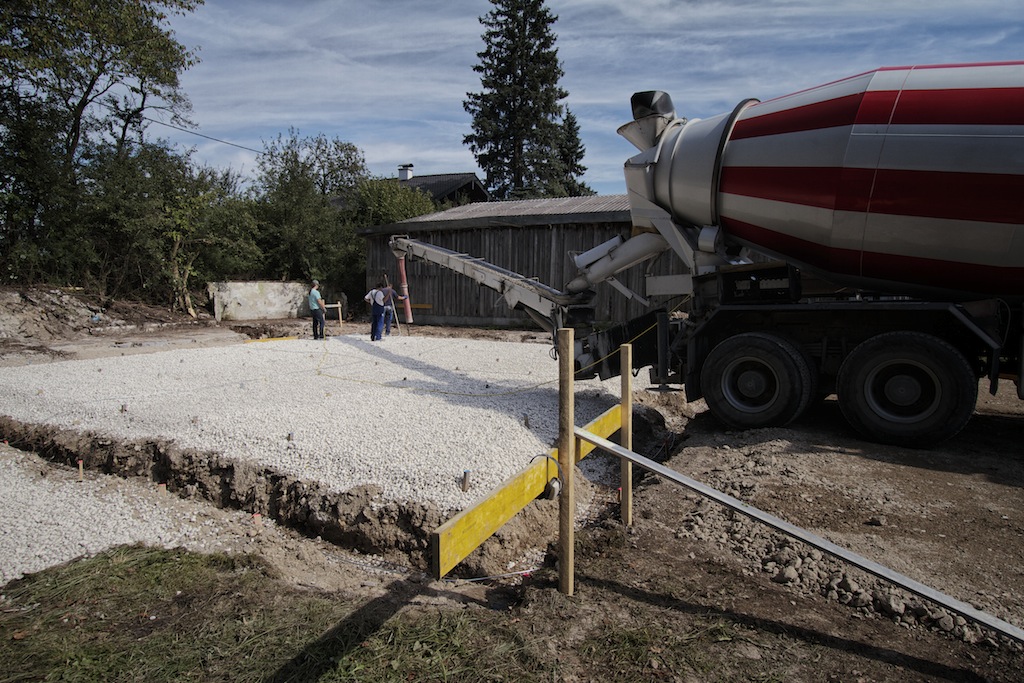 pouring concrete