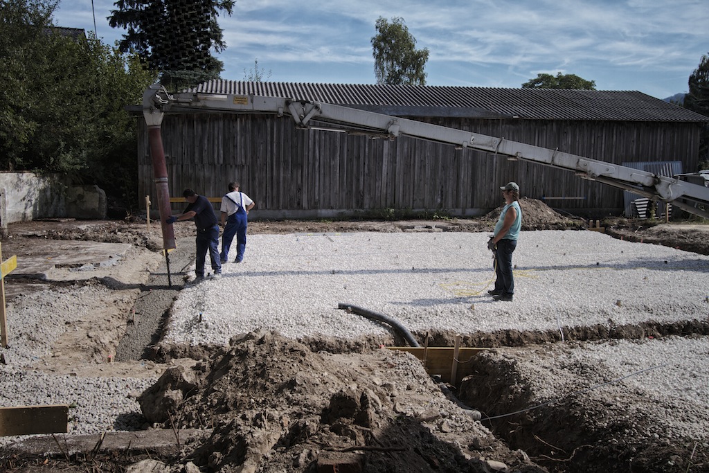 pouring concrete