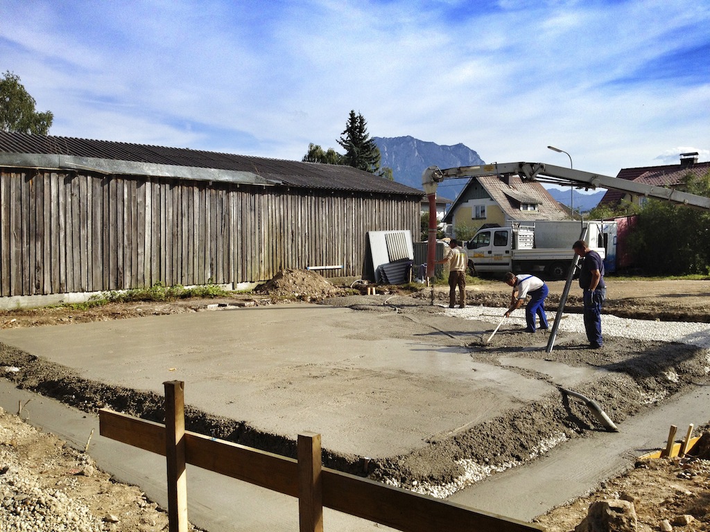 pouring concrete