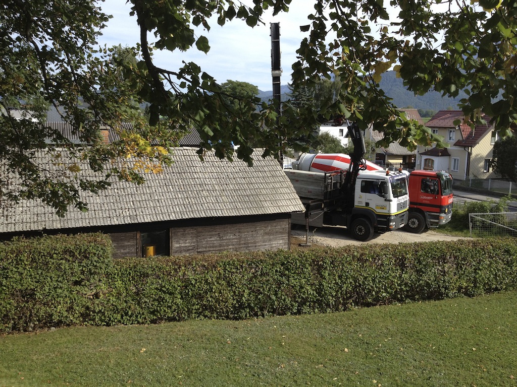 pouring concrete