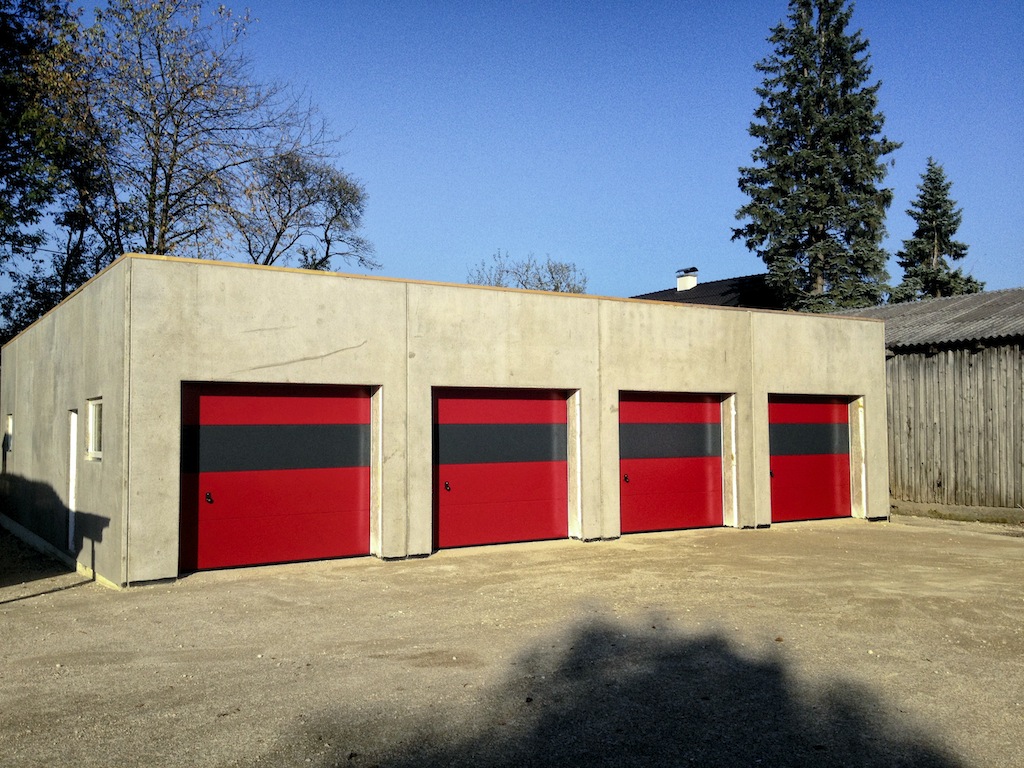 the doors in place. The rest of the garage will be painted in the same color scheme.