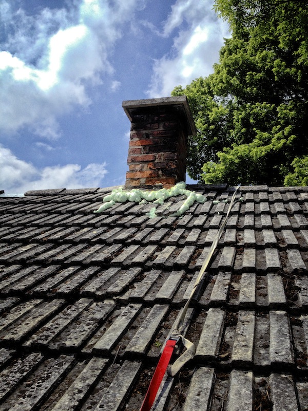 some emergency roof repair work on the building next to the garage. It will of course be fixed correctly eventually later...