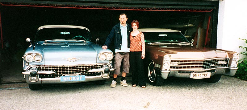 Afra, the Cads and me in front of the old garage