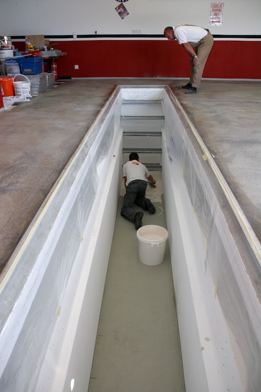 working on the new epoxy floor