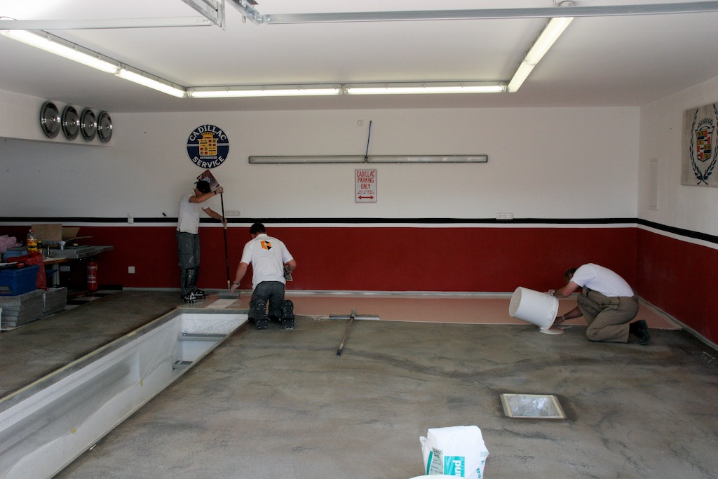 working on the new epoxy floor